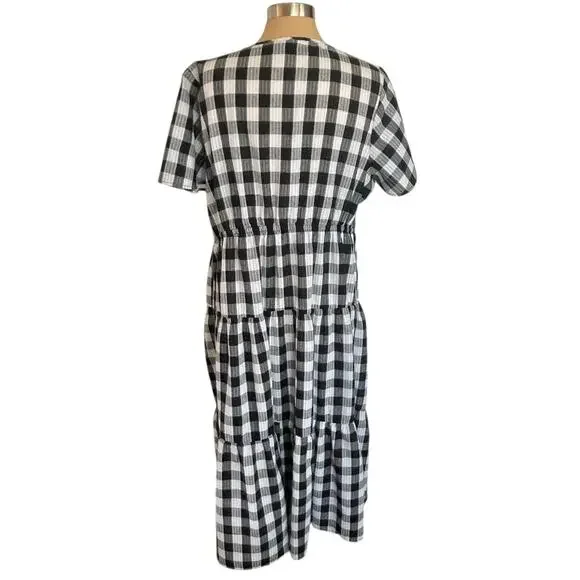 Croft & Barrow Gingham Seersucker Tiered Midi Dress Womens 1X Cottage Coastal - Picture 7 of 12